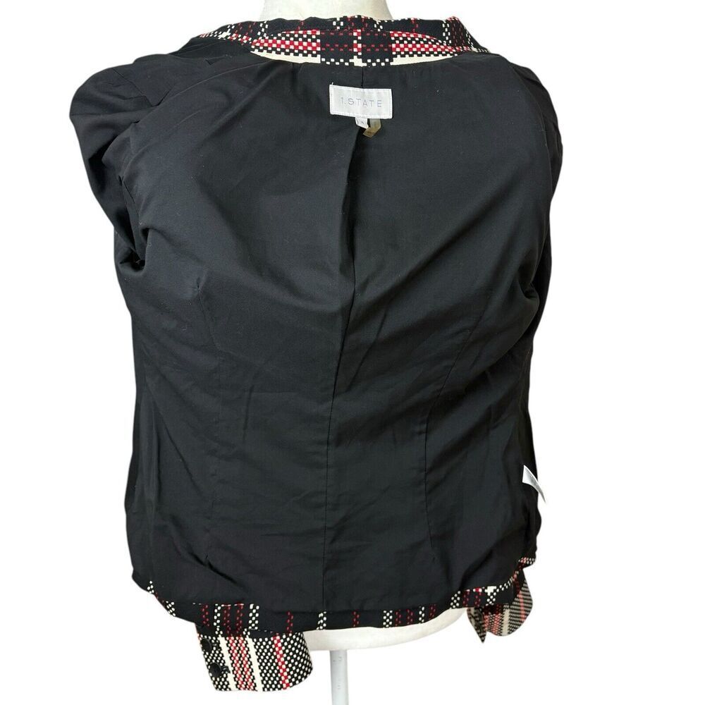 1.State Blazer Womens Size 4 Black Red Digital Plaid Fitted Preppy Vintage Y2K - Picture 3 of 14